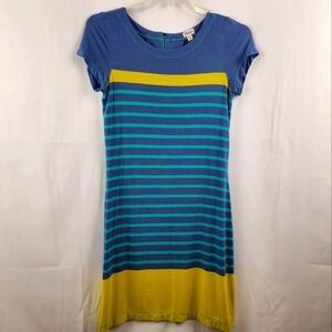 Hatley Womens Blue and Yellowish/Lime Green Striped Dress Size Small